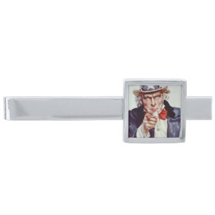 Vintage Replica of Uncle Sam Silver Finish Tie Bar