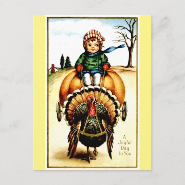 Vintage Reproduction Joyful Thanksgiving Postcard (Front)