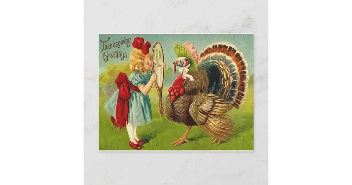 Vintage Reproduction Turkey Thanksgiving Postcard | Zazzle