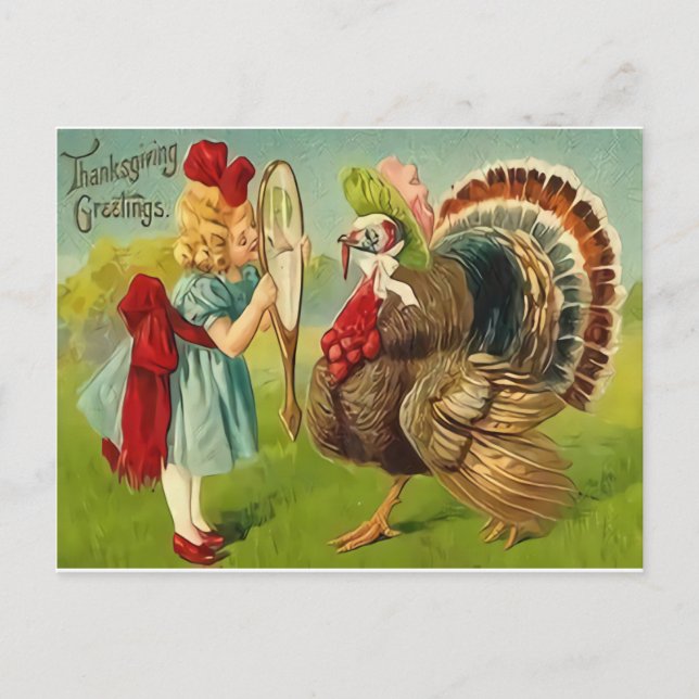 Vintage Reproduction Turkey Thanksgiving Postcard (Front)