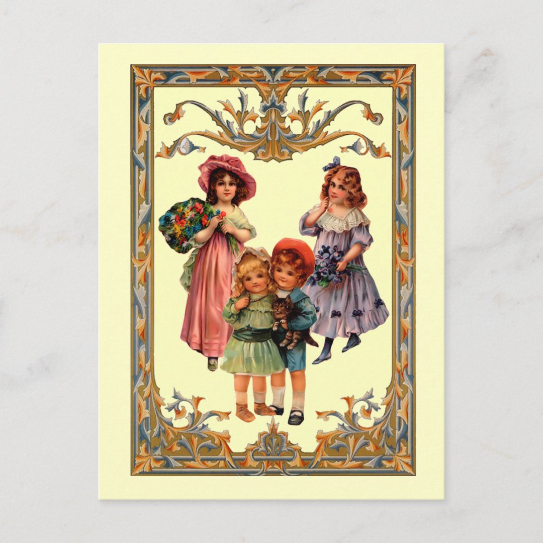 Vintage Reproduction Victorian Children Postcard Zazzle