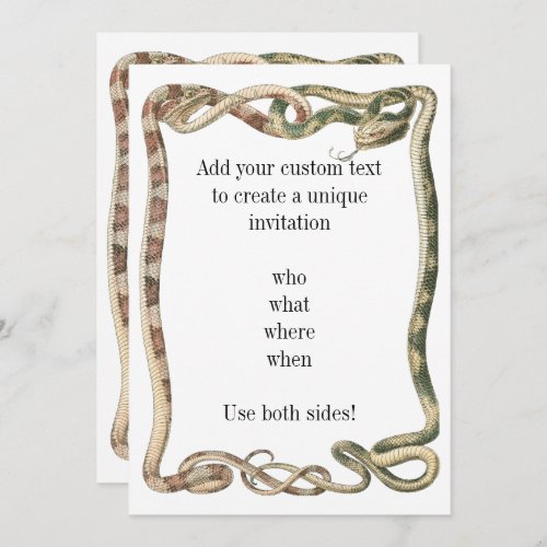 Vintage Reptiles Entwined Snakes or Vipers Border Invitation