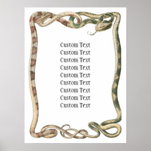 Vintage Reptiles, Entwined Snakes or Vipers Border Poster