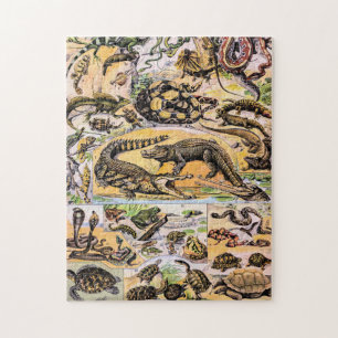 Vintage Reptiles Illustration by Adolphe Millot Jigsaw Puzzle