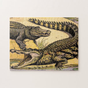 Vintage Reptiles Illustration by Adolphe Millot Jigsaw Puzzle