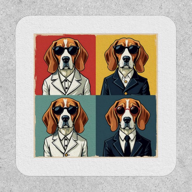  Vintage Rerto Beagle Dog 70s Style Sunglasses Patch (Front)