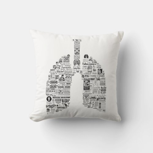 Vintage Respiratory Remedies pulmonology lungs art Throw Pillow