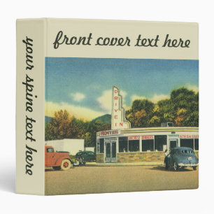 Vintage Restaurant, 50s Drive In Diner and Cars Binder