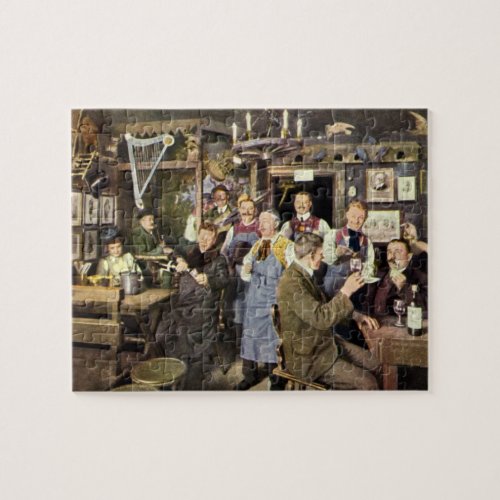 Vintage Restaurant Bar People Celebrating Party Jigsaw Puzzle