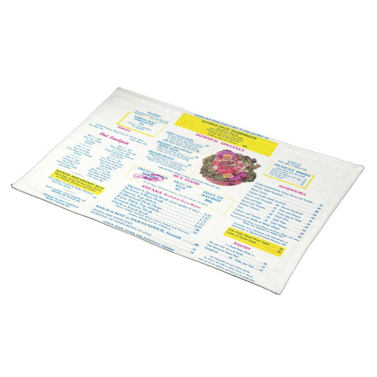 Vintage Restaurant Menu Placemat | Zazzle
