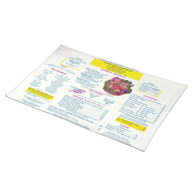 Vintage Restaurant Menu Placemat Zazzle