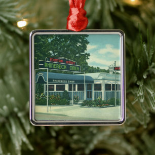 Vintage Restaurant, Retro Rhinebeck Roadside Diner Metal Ornament