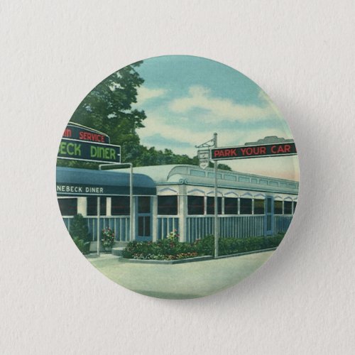 Vintage Restaurant Retro Rhinebeck Roadside Diner Pinback Button