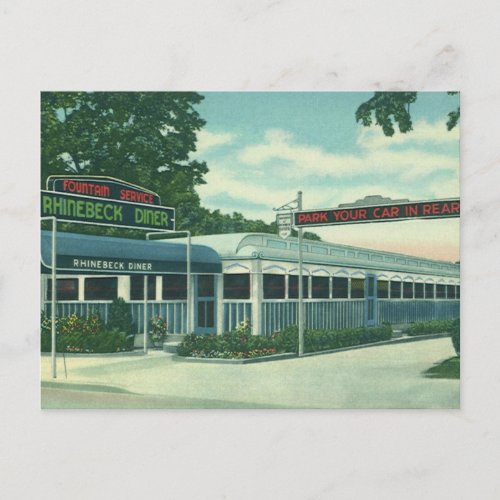 Vintage Restaurant Retro Rhinebeck Roadside Diner Postcard