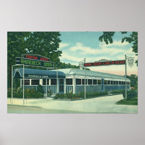 Vintage Restaurant Retro Rhinebeck Roadside Diner Poster
