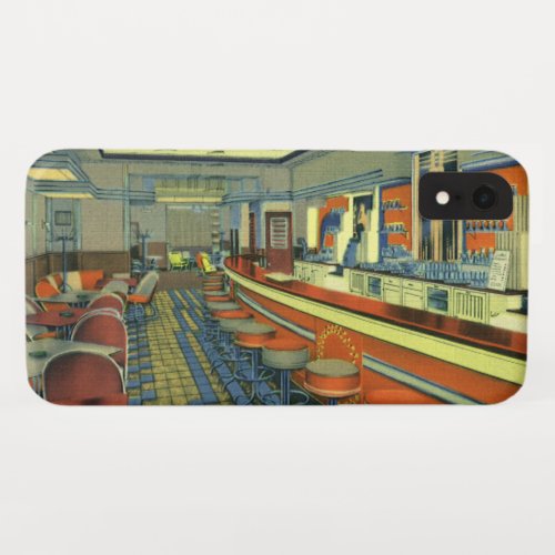 Vintage Restaurant Retro Roadside Diner Interior iPhone XR Case