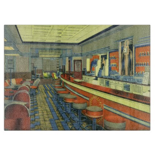 Vintage Restaurant Retro Roadside Diner Interior Cutting Board