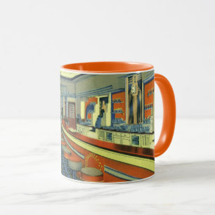 Vintage Restaurant, Retro Roadside Diner Interior Mug