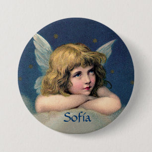 Vintage Resting Angel - Personalize - Round Button