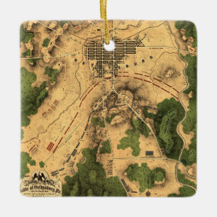 Vintage Restored Gettysburg Battle Map, Christmas Ceramic Ornament