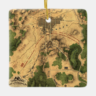Vintage Restored Gettysburg Battle Map, Christmas Ceramic Ornament
