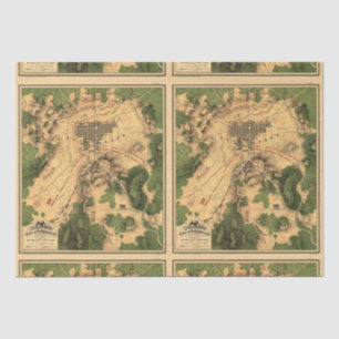 Vintage Restored Gettysburg Battle Map, Decoupage Tissue Paper