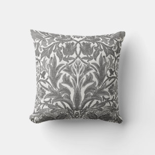 Vintage Restored Gray William Morris Pimpernel Throw Pillow