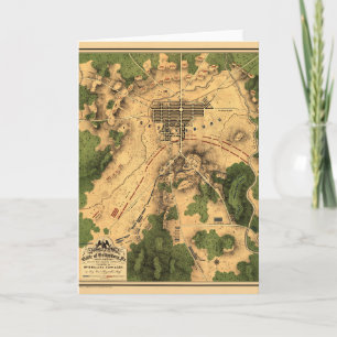 Vintage Restored Map of Battle of Gettysburg, 1863 Card