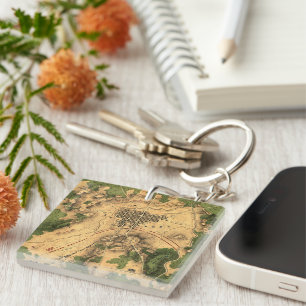 Vintage Restored Map of Battle of Gettysburg, 1863 Keychain