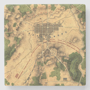 Vintage Restored Map of Battle of Gettysburg, 1863 Stone Coaster