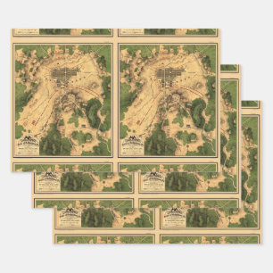 Vintage Restored Map of Battle of Gettysburg, 1863 Wrapping Paper Sheets