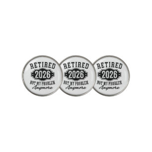 Vintage Retired 2026 Milestone Achievement Badge Golf Ball Marker