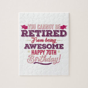 vintage retired awesome 70th birthday sayings jigsaw puzzle
