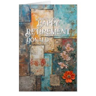 Vintage Retirement Card with Floral Collage Art