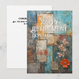 Vintage Retirement Card with Floral Collage Art