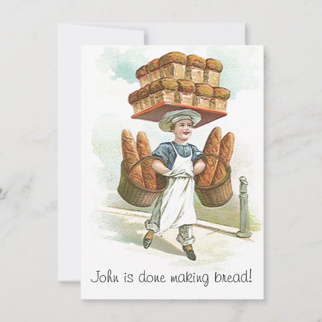 Vintage Retirement Invitations done making bread (Front)