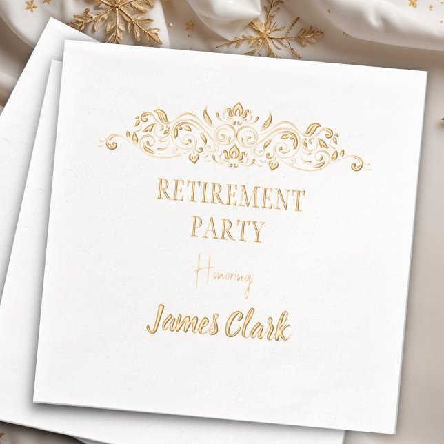 Vintage Retirement Party  Foil Napkins (Creator Uploaded)