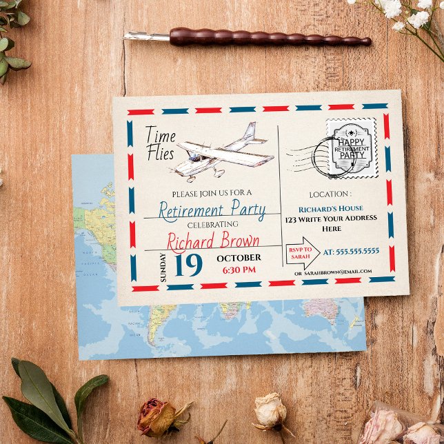Vintage Retirement Party Invitation - Airplane 3 (Creator Uploaded)
