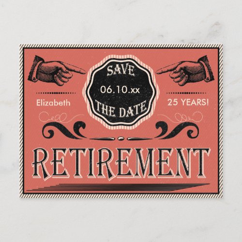 Vintage Retirement Party Save The Date Announcement Postcard