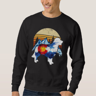 Vintage Retriever Dog Colorado Flag Sunset Retro Sweatshirt