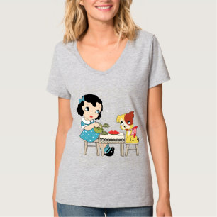 Vintage Retro 1950 Kitsch Girl Loves Her Dog T-Shirt
