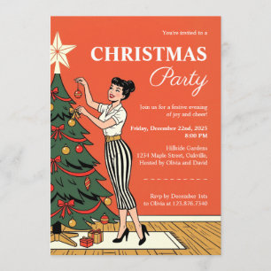 Vintage Retro 1950s Christmas Party  Invitation