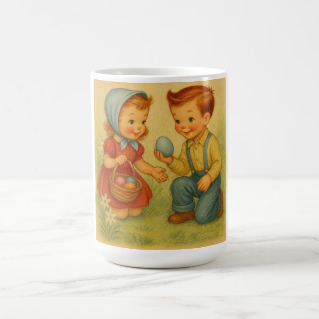 Vintage/retro 1950s Easter egg hunt Coffee Mug (Center)