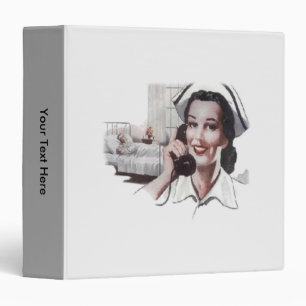 Vintage Retro 1950s Hospital Nurse Black and White Binder