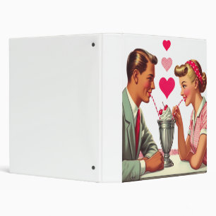 Vintage/retro 1950s malt shop Valentines 3 Ring Binder