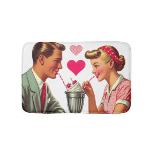 Vintage/retro 1950s malt shop Valentines Bath Mat