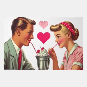 Vintage/retro 1950s malt shop Valentines Doormat