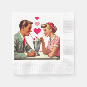 Vintage/retro 1950s malt shop Valentines Napkins