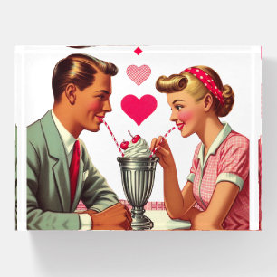 Vintage/retro 1950s malt shop Valentines Paperweight