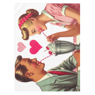 Vintage/retro 1950s malt shop Valentines Tablecloth